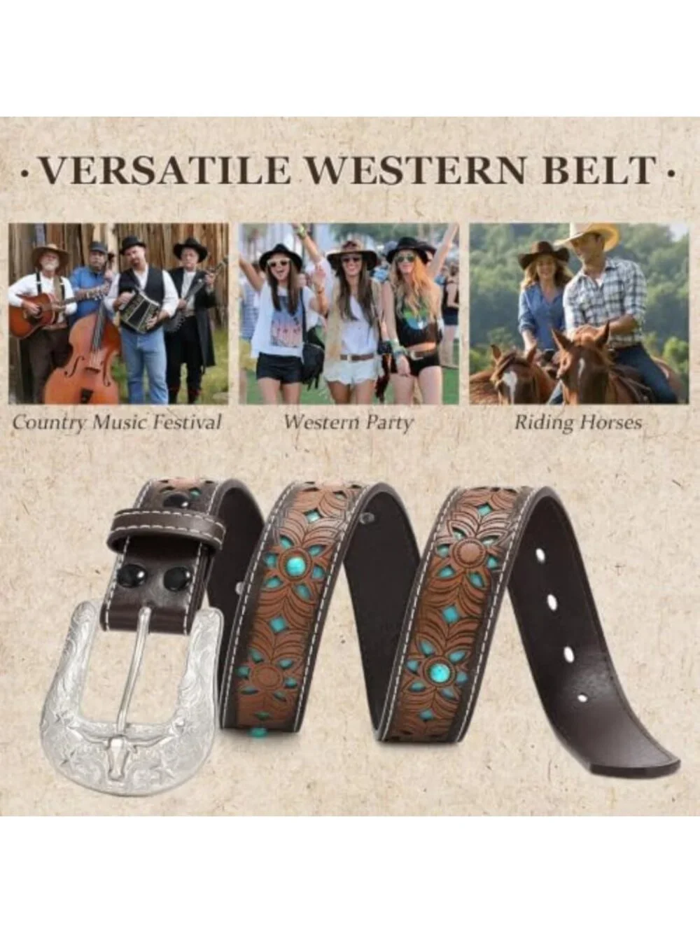 Vintage Western Belt for Men & Women - 1.5